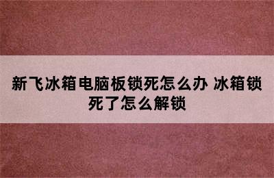 新飞冰箱电脑板锁死怎么办 冰箱锁死了怎么解锁